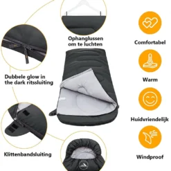 HikeMeister Mummy Slaapzak 1600 Gram - Kamperen - Zwart - Ca. 220 X 80 Cm - Met Binnenzak - Comfortzone: 0-15 Graden - Draagtas 9 HikeMeister Mummy Slaapzak 1600 Gram - Kamperen - Zwart - Ca. 220 X 80 Cm - Met Binnenzak - Comfortzone: 0-15 Graden - Draagtas -Aanbiedingen Kampeer Zen Winkel 1051x1200