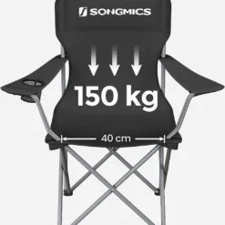 MIRA Home - Campingstoel Set Van 2 Inklapbaar - Klapstoel Met Robuust Frame - Met Flessenhouder - 76 X 51.5 X 95.5 Cm - Zwart -Aanbiedingen Kampeer Zen Winkel 1062x1200