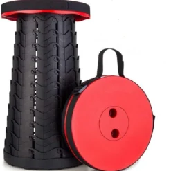 Kampeerkruk - Uitschuifbare Kruk - Rood/Zwart- Tot 120 Kg - Travel Stool - Opvouwbare Campingkruk - Inklapbaar Krukje - Telescopische Kruk - Camping - Outdoor -Aanbiedingen Kampeer Zen Winkel 1074x1200 1