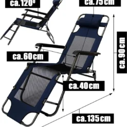 Ligstoel 180x60cm - Opvouwbaar Campingstoel Ligbed Strandstoel Tuinstoel Vouwligstoel Blauw -Aanbiedingen Kampeer Zen Winkel 1135x1200