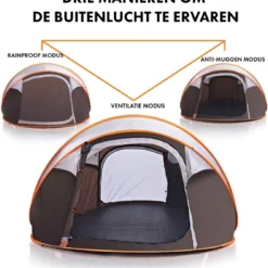 Fly Lab Luxe Pop Up Tent - Kampeer Tent - Grijs/Oranje - 4 Persoons -Aanbiedingen Kampeer Zen Winkel 1136x1200 2