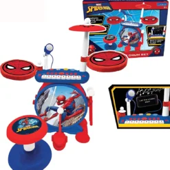 Lexibook Spider-Man Elektronische Drumkit Voor Kinderen, Realistisch Drumgeluid, 8-toetsen Toetsenbord, Mp3-stekker, Inclusief Stoel, Blauw/rood, K610SP
