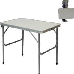 Alu Campingtafel 70x55cm - Inklapbbar Kampeertafel - Picknicktafel Licht Vouwtafel Klaptafel Grijs