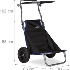 Relaxdays Strandkar Opvouwbaar - Strandstoel Met Zonnedak - Strand Stoel Op Wielen -Aanbiedingen Kampeer Zen Winkel 1162x1200 1