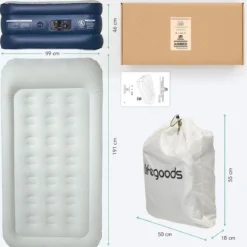 LifeGoods Luchtbed - 1 Persoons - Met Ingebouwde Pomp - Incl. Draagtas En Reparatiekit -Aanbiedingen Kampeer Zen Winkel 1163x1200 1