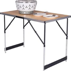 Kamyra® Campingtafel Inklapbaar - Kampeertafel, Partytafel - Opvouwbaar, Lichtgewicht & In Hoogte Verstelbaar - Aluminium/Hout -Aanbiedingen Kampeer Zen Winkel 1169x1200