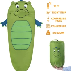 Dutch Mountains Kinderslaapzak Nijlpaard - 170 X 70cm Polyester - Zacht Lichtgewicht – Opberghoes