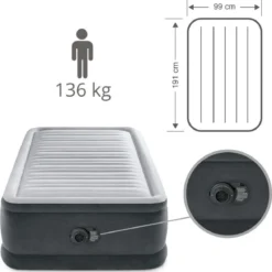 Intex Luchtbed - 1-Persoons - 99 X 191 X 46 Cm - Grijs - Met Ingebouwde Pomp, Hoeslaken Antraciet En Reparatieset -Aanbiedingen Kampeer Zen Winkel 1177x1200 1