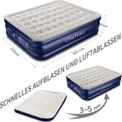 OlarHike Queen Size Luchtmatras Met Geïntegreerde Elektrische Pomp, Zelfopblazend Luchtbed, Voor 2 Personen, Premium Gastenbed, Opblaasbaar Matras Voor Camping Of Thuisgebruik, 203 X 152 X 46 Cm -Aanbiedingen Kampeer Zen Winkel 1192x1200