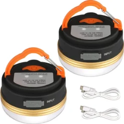 Albrillo Campinglamp LED 2 Stuks Campinglantaarn USB Oplaadbaar Campinglicht, 3 Modi Waterdicht Met 1800mAh Powerbank LED Campinglantaarn Tentverlichting Voor Vissen, Wandelen, Kamperen, Noodgevallen