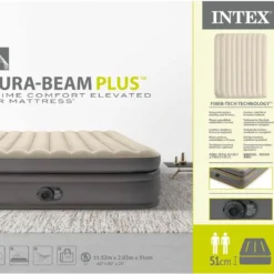 Intex Prime Comfort - Luchtbed - 2-Persoons - 152x203x51 Cm (BxLxH) - Grijs - Met Ingebouwde Motorpomp -Aanbiedingen Kampeer Zen Winkel 1200x1029