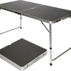 Aluminium Kampeertafel 120x60cm - Campingtafel Inklapbaar - 3-voudig Verstelbare Vouwtafel Antraciet