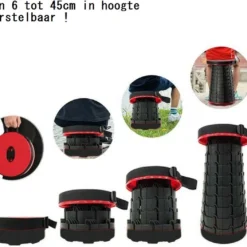 Kampeerkruk - Uitschuifbare Kruk - Rood/Zwart- Tot 120 Kg - Travel Stool - Opvouwbare Campingkruk - Inklapbaar Krukje - Telescopische Kruk - Camping - Outdoor -Aanbiedingen Kampeer Zen Winkel 1200x1051 8