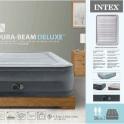 Intex Luchtbed - 2-Persoons - 152 X 203 X 33 Cm - Grijs - Met Ingebouwde Pomp, Hoeslaken Wit En Reparatieset -Aanbiedingen Kampeer Zen Winkel 1200x1074 1