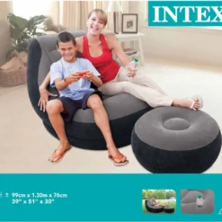 Intex Lounge Stoel - Ultra Lounge - Opblaasbaar - Grijs/zwart -Aanbiedingen Kampeer Zen Winkel 1200x1080