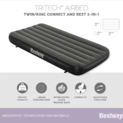 Bestway 3-in-1 Luchtbed - Connect - Zwart - 188x99cm - PVC/Polyester - Single, Double Single En Twin Opblaasbed - Tritech Materiaal - I-Beam Constructie -Aanbiedingen Kampeer Zen Winkel 1200x1090 1
