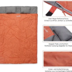 Where Tomorrow Double Slaapzak 220 X 150 Cm Diverse Kleuren - Oranje -Aanbiedingen Kampeer Zen Winkel 1200x1119