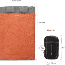 Where Tomorrow Double Slaapzak 220 X 150 Cm Diverse Kleuren - Oranje -Aanbiedingen Kampeer Zen Winkel 1200x1120 1