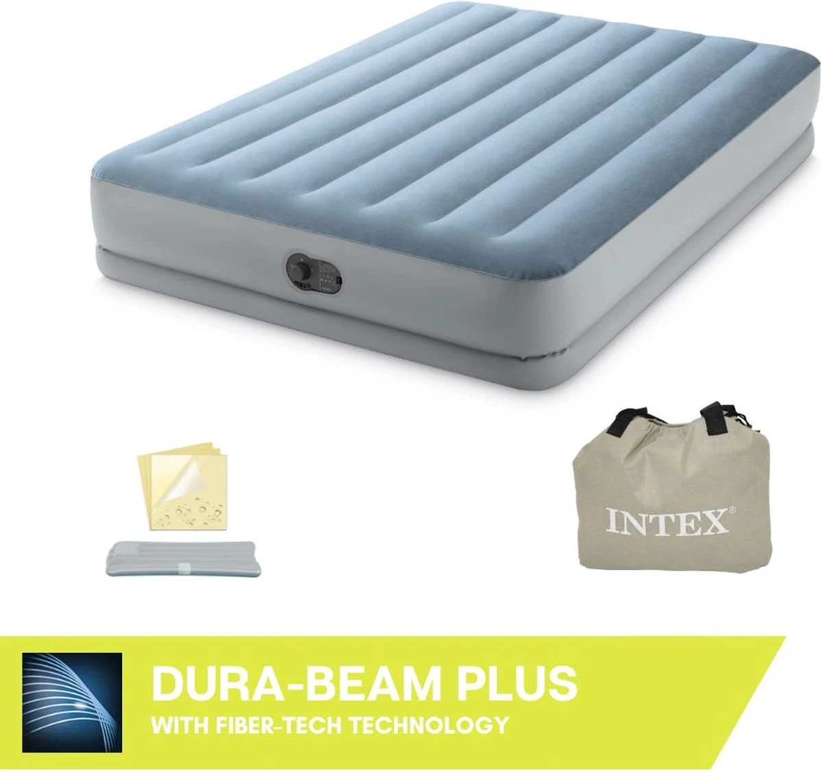 Intex Mid-Rise Comfort - Luchtbed - 2-Persoons - 152x203x36 Cm (BxLxH) - Blauw/Grijs - Met FastFill USB Pomp 3 Intex Mid-Rise Comfort - Luchtbed - 2-Persoons - 152x203x36 Cm (BxLxH) - Blauw/Grijs - Met FastFill USB Pomp