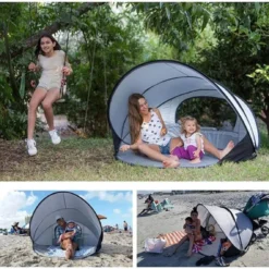 Deryan Luxe Pop Up Strandtent XXL - Anti-UV 50+ - Zilver -Aanbiedingen Kampeer Zen Winkel 1200x1137 4