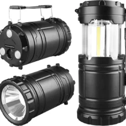 Campinglamp - Tentlamp - Lantaarn - Multifunctioneel - LED Lamp Op Batterijen - Zwart