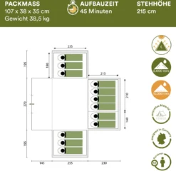 Skandika Nimbus Sleeper 12 Tent – Koepeltenten – 12 Persoons Familietent - Campingtent – Muggengaas – Sleeper Technology (3 Extra Donkere Slaapcabines) – 760 X 630 X 215 Cm (LxBxH) – 5000 Mm Waterkolom – Camping, Tuin – Kamperen – Blauw/wit 16 Skandika Nimbus Sleeper 12 Tent – Koepeltenten – 12 Persoons Familietent - Campingtent – Muggengaas – Sleeper Technology (3 Extra Donkere Slaapcabines) – 760 X 630 X 215 Cm (LxBxH) – 5000 Mm Waterkolom – Camping, Tuin – Kamperen – Blauw/wit -Aanbiedingen Kampeer Zen Winkel 1200x1150 8