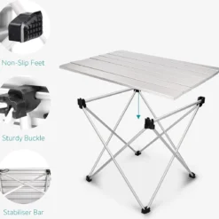 Navaris Campingtafel - Inklapbaar Campingtafeltje Van Aluminium - Opvouwbare Tafel Inclusief Draagtas - Picknicktafel - Zilver -Aanbiedingen Kampeer Zen Winkel 1200x1156 2