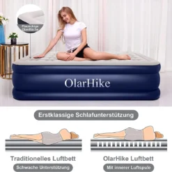 OlarHike Queen Size Luchtmatras Met Geïntegreerde Elektrische Pomp, Zelfopblazend Luchtbed, Voor 2 Personen, Premium Gastenbed, Opblaasbaar Matras Voor Camping Of Thuisgebruik, 203 X 152 X 46 Cm -Aanbiedingen Kampeer Zen Winkel 1200x1163