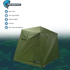 FisherPro Karpertent Met Stormcover – Vistent – Tent - Bescherming Tegen Zon En Wind – 100% Waterdichte Stormhoes – Met Handige Meeneemtas – Ook Geschikt Als Strandtent Of Festivaltent – Extra Veiligheid En Warmte Door Stormcover -Aanbiedingen Kampeer Zen Winkel 1200x1164 8