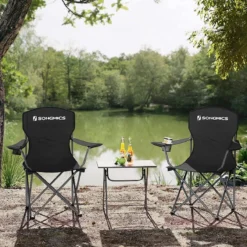 MIRA Home - Campingstoel Set Van 2 Inklapbaar - Klapstoel Met Robuust Frame - Met Flessenhouder - 76 X 51.5 X 95.5 Cm - Zwart -Aanbiedingen Kampeer Zen Winkel 1200x1166 8