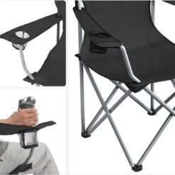 MIRA Home - Campingstoel Set Van 2 Inklapbaar - Klapstoel Met Robuust Frame - Met Flessenhouder - 76 X 51.5 X 95.5 Cm - Zwart -Aanbiedingen Kampeer Zen Winkel 1200x1168