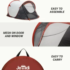 JEMIDI Tweepersoons Pop-up Tent - Opgooitent, Werptent Voor 2 Personen - Ideaal Als Festivaltent Of Kampeertent - Verschillende Kleuren -Aanbiedingen Kampeer Zen Winkel 1200x1179
