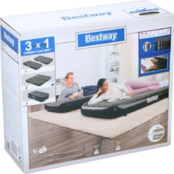 Bestway 3-in-1 Luchtbed - Connect - Zwart - 188x99cm - PVC/Polyester - Single, Double Single En Twin Opblaasbed - Tritech Materiaal - I-Beam Constructie -Aanbiedingen Kampeer Zen Winkel 1200x1184 1
