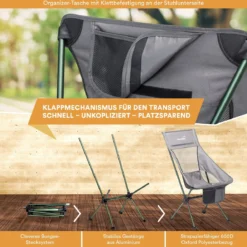 Skandika Campingstoel Compact SET – Campingstoelen – Campingstoel Tot 150 Kg Belastbaar - Kampeerstoel, Visstoel, Kleine Pakmaat, Opvouwbaar, Stabiel, Licht, Comfortabel Gepolsterd – Draagtas Meegeleverd – Vouwstoel – Kampeermeubelen – Grijs -Aanbiedingen Kampeer Zen Winkel 1200x1184 8