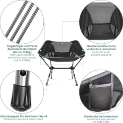 Smartpeas Campingstoel Van Stevig 600D Polyester En Aluminium - Lichtgewicht En Opvouwbaar - Camping Gadget Inclusief Zijzakken +Plus: Strandmat & Draagtas -Aanbiedingen Kampeer Zen Winkel 1200x1197 2