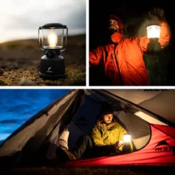 Favour L0818 Retro Camping Lamp Oplaadbaar LED, 320 Lumen, IP64 Waterdicht, Draagbare Kampeerlamp, Tentlamp, Acculamp, Traploos Dimbare Lamp Incl. Kaarslicht-modus, Zwart -Aanbiedingen Kampeer Zen Winkel 1200x1200 1000