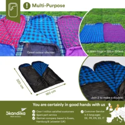 Skandika Dundee Flannel-L Slaapzak – Mummmieslaapzakken – Slaapzakken Volwassen - Maat M – Unisex - Katoen, Luxe Kwaliteit, Dubbele Slaapzak, 3 Seizoenen, Tot -20°C - 220 X 80 Cm - Outdoor Kampeerslaapzak – Ritssluiting Links - Zwart/blauw -Aanbiedingen Kampeer Zen Winkel 1200x1200 134