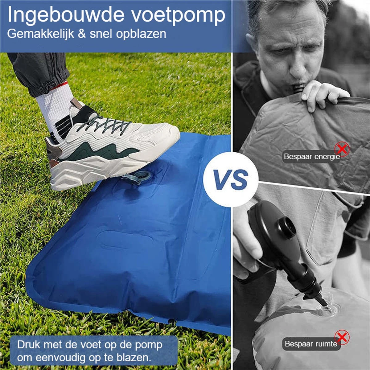 Hikr® Slaapmat 10cm+ Dikte - Comfortabel Luchtmatras - Zelfopblazend Met De Voet - TPU+40D Nylon - Slaapmatje Eenpersoons En Uit Te Breiden Tot Tweepersoons - Slaapmat Met Ingebouwde Pomp 6 Hikr® Slaapmat 10cm+ Dikte - Comfortabel Luchtmatras - Zelfopblazend Met De Voet - TPU+40D Nylon - Slaapmatje Eenpersoons En Uit Te Breiden Tot Tweepersoons - Slaapmat Met Ingebouwde Pomp - Afbeelding 4