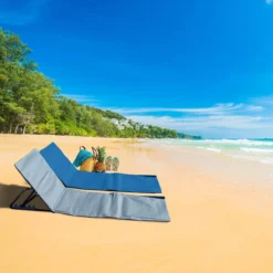 Strandmat Opvouwbaar Met Schouderband - Strandstoel Grijs 145x47x52 -Aanbiedingen Kampeer Zen Winkel 1200x1200 308