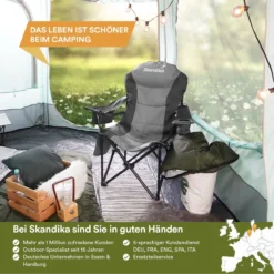 Skandika Relax Comfort Campingstoel - Campingstoel Opvouwbaar - Comfortabele Klapstoel Met Drinkhouder En Koelvak, Tot Max. 160 Kg, Opvouwbaar, Lichtgewicht | Vouwstoel Voor Kamperen, Camping, Festival, Vissen – Grijs -Aanbiedingen Kampeer Zen Winkel 1200x1200 358