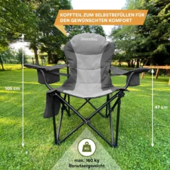Skandika Relax Comfort Campingstoel - Campingstoel Opvouwbaar - Comfortabele Klapstoel Met Drinkhouder En Koelvak, Tot Max. 160 Kg, Opvouwbaar, Lichtgewicht | Vouwstoel Voor Kamperen, Camping, Festival, Vissen – Grijs -Aanbiedingen Kampeer Zen Winkel 1200x1200 360
