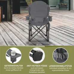 Skandika Relax Comfort Campingstoel - Campingstoel Opvouwbaar - Comfortabele Klapstoel Met Drinkhouder En Koelvak, Tot Max. 160 Kg, Opvouwbaar, Lichtgewicht | Vouwstoel Voor Kamperen, Camping, Festival, Vissen – Grijs -Aanbiedingen Kampeer Zen Winkel 1200x1200 361