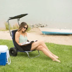 Relaxdays Strandkar Opvouwbaar - Strandstoel Met Zonnedak - Strand Stoel Op Wielen -Aanbiedingen Kampeer Zen Winkel 1200x1200 367