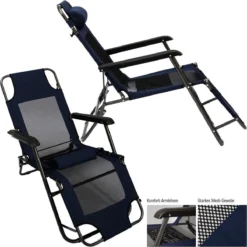 Ligstoel 155x60cm - Opvouwbaar Campingstoel Ligbed Strandstoel Tuinstoel Vouwligstoel Blauw -Aanbiedingen Kampeer Zen Winkel 1200x1200 390