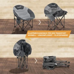 Skandika Moonchair Sirkka – Campingstoelen – Klapstoel – Vouwstoel – Kampeerstoel - Grote, Comfortabele, Campingstoel Opvouwbaar, Gepolsterd, Koelvak, Drinkhouder, Draaggreep En Draagtas, Antislipvoetjes - Max. 150 Kg – Zwart/grijs -Aanbiedingen Kampeer Zen Winkel 1200x1200 553
