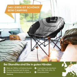 Skandika Moonchair Sirkka – Campingstoelen – Klapstoel – Vouwstoel – Kampeerstoel - Grote, Comfortabele, Campingstoel Opvouwbaar, Gepolsterd, Koelvak, Drinkhouder, Draaggreep En Draagtas, Antislipvoetjes - Max. 150 Kg – Zwart/grijs -Aanbiedingen Kampeer Zen Winkel 1200x1200 555