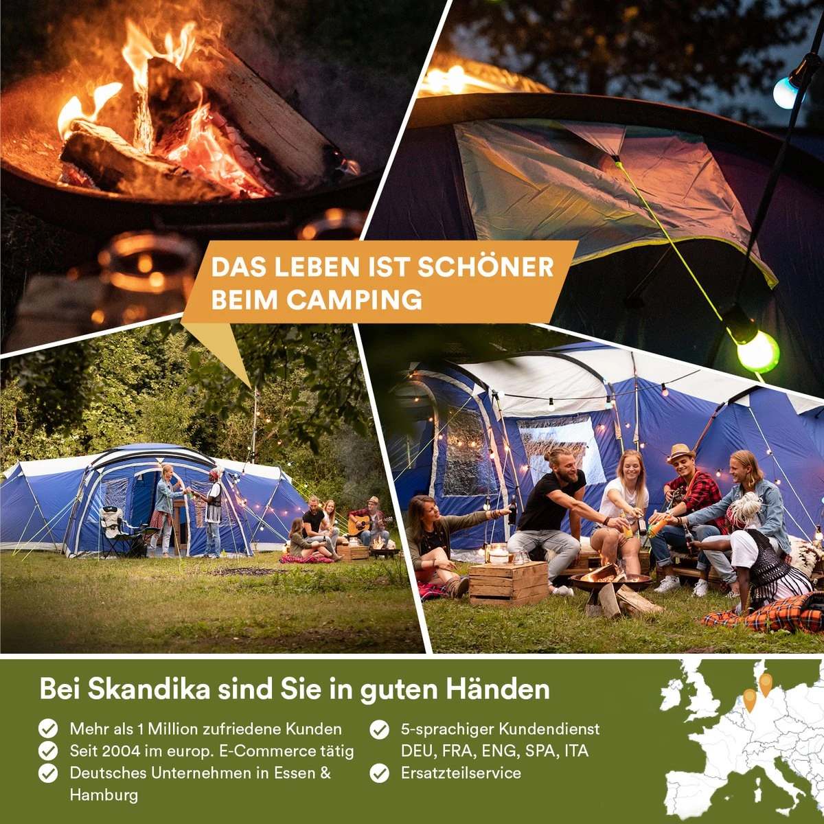Skandika Nimbus Sleeper 12 Tent – Koepeltenten – 12 Persoons Familietent - Campingtent – Muggengaas – Sleeper Technology (3 Extra Donkere Slaapcabines) – 760 X 630 X 215 Cm (LxBxH) – 5000 Mm Waterkolom – Camping, Tuin – Kamperen – Blauw/wit 4 Skandika Nimbus Sleeper 12 Tent – Koepeltenten – 12 Persoons Familietent - Campingtent – Muggengaas – Sleeper Technology (3 Extra Donkere Slaapcabines) – 760 X 630 X 215 Cm (LxBxH) – 5000 Mm Waterkolom – Camping, Tuin – Kamperen – Blauw/wit - Afbeelding 2
