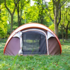 Fly Lab Luxe Pop Up Tent - Kampeer Tent - Grijs/Oranje - 4 Persoons -Aanbiedingen Kampeer Zen Winkel 1200x1200 779