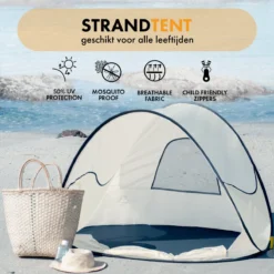 Deryan Luxe Pop Up Strandtent - Anti-UV 50+ - Cream -Aanbiedingen Kampeer Zen Winkel 1200x1200 804