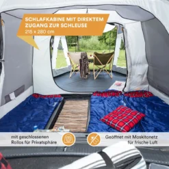 Skandika Pitea XL UP Tent – Koepeltenten - Autotent – 4 Persoons Campingtent Voor SUV, Caddy, Auto, CUV – Vrijstaand – Met/zonder Slaapcabine – Max. Stahoogte 200 Cm – Waterdicht Met 3000mm Waterkolom - 515 X 300 X 200 Cm (LxBxH) – Kamperen - Grijs -Aanbiedingen Kampeer Zen Winkel 1200x1200 827